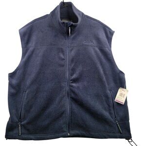 Cabelas Mens Navy Fleece Vest 2XL Full-Zip Sleeveless Outdoor Apparel NEW